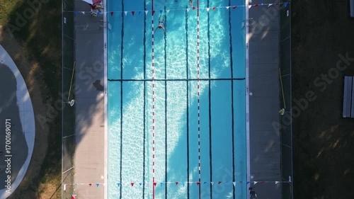 Wallpaper Mural Outdoor Pool Swimming People Laps and Lanes Summer Drone Torontodigital.ca