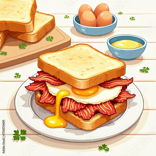 Sandwich and bacon drawing