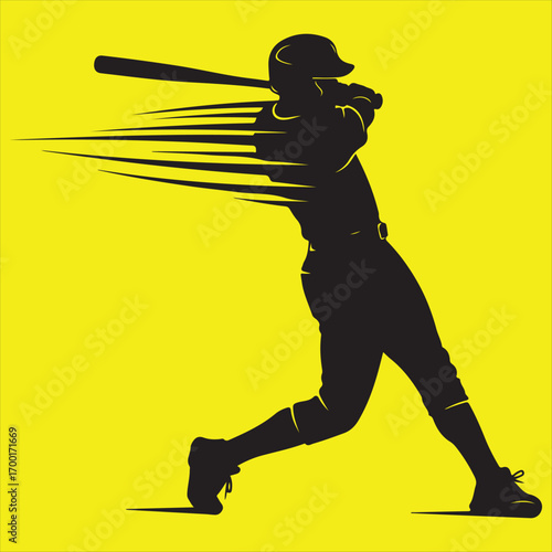 Silhouette of a man playing base ball  vector illustration