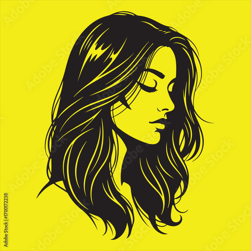  woman with long hair vector illustration of hairstyle and beauty