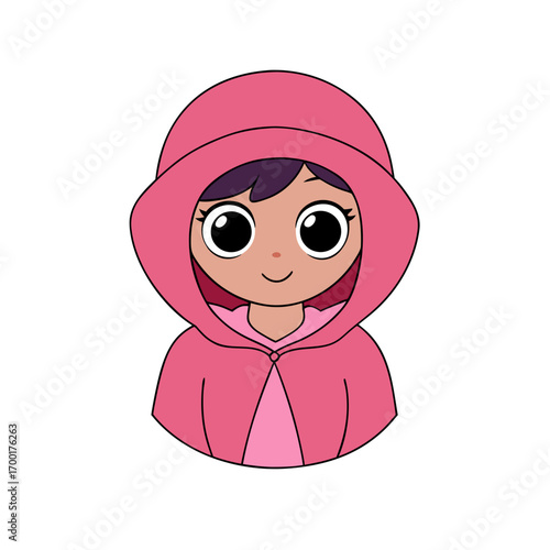 Charming Illustration of a Girl in a Hooded Cape A Touch of Whimsy