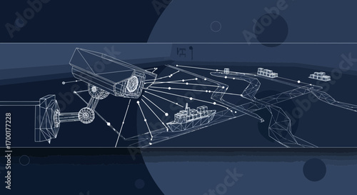 Maritime security surveillance system tracking cargo ships with advanced technology