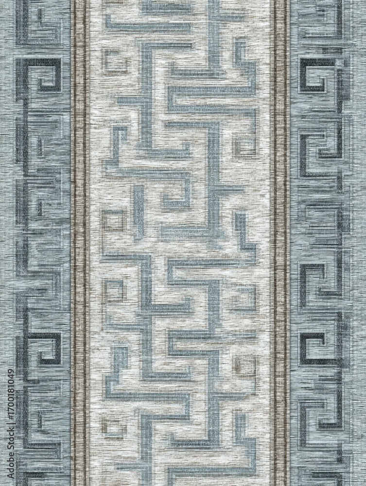 Obraz premium Modern Abstract Carpet Design Featuring Geometric Patterns in Blue and Gray Hues for Contemporary Interiors and Decor Ideas