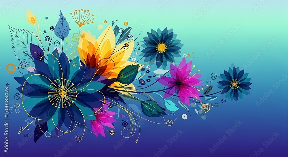 Obraz premium Vibrant Floral Arrangement on Gradient Background.
