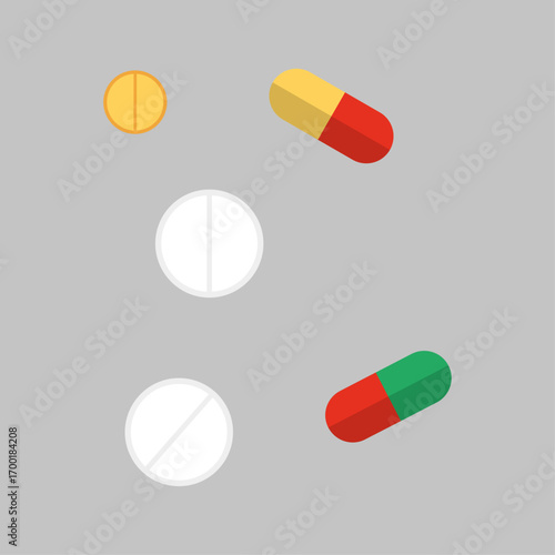 A collection of various colorful medical pills and capsules for treatment
