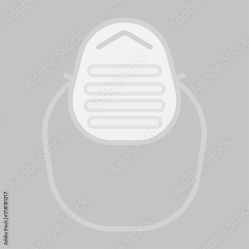 Medical safety respirator mask illustration for airborne particle and pollution protection