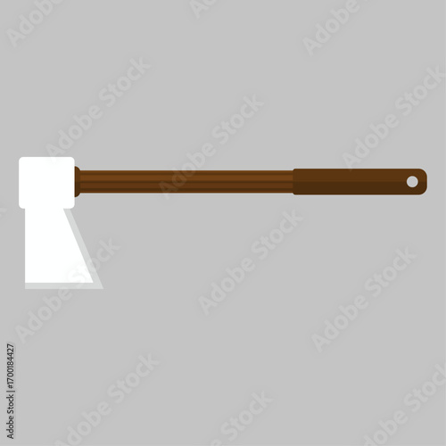 Classic woodcutter's axe with a wooden handle, isolated vector illustration