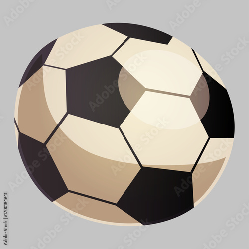 Cartoon Vector Style Soccer Ball Isolated Against a Gray Background
