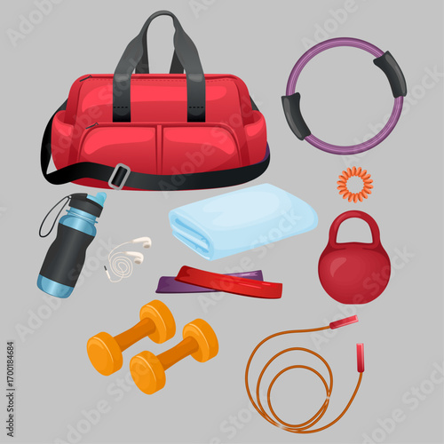 Set Fitness Gym Bag Essentials Workout Gear & Accessories