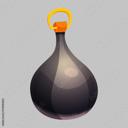 Traditional dark punching bag for boxing and fitness training, cartoon illustration