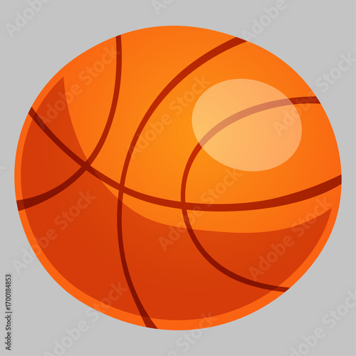 Basketball illustration with classic orange color and black lines on gray background