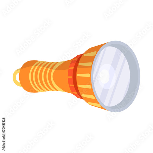 An portable flashlight illustration, a handheld torch for camping and emergency situations