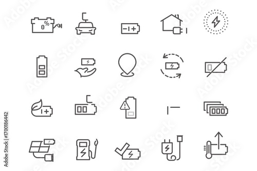 set of charging icons