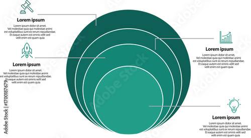 Collection of vector circle chart infographic templates for presentations, advertising, layouts, annual reports. 4 options, steps, parts	