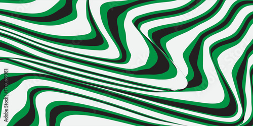 Blue Wavy Lines Abstract Background in Trendy Retro Psychedelic Style. Twisted, Swirled, and Distorted Vector Texture Pattern