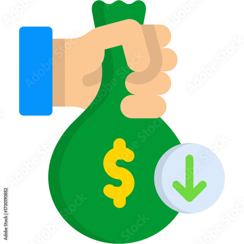 "Hand Holding Money Bag with Download"
