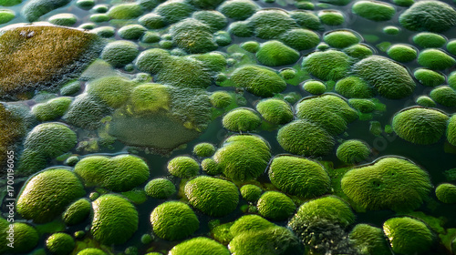 Unique Digital Asset: A Thick, Velvety Texture of Algae with Bubbles

