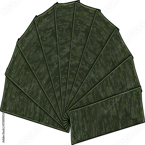 vector, illustration, Japanese food, fan-shaped nori, seaweed,