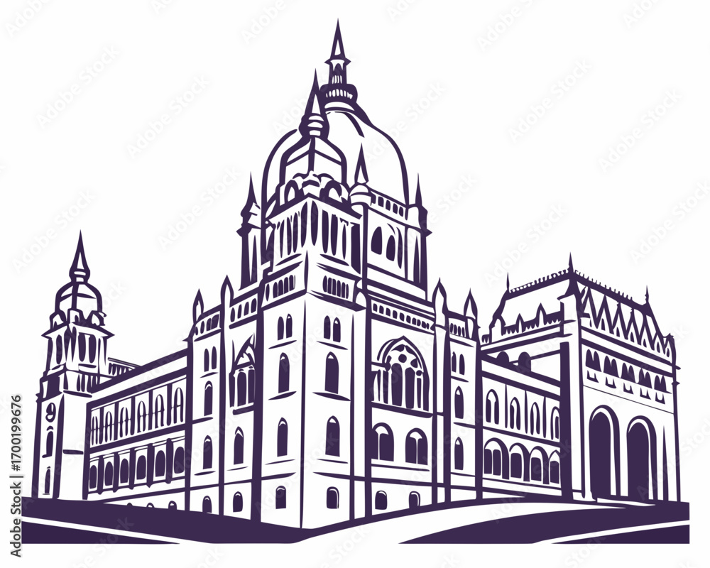 Obraz premium Creative details Parliament Vector Illustration | Government Building and Legislative Assembly Icon