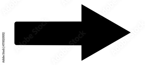 Straight pointed arrow icon. Black arrow pointing to the right. Black direction pointerm black arrow icon