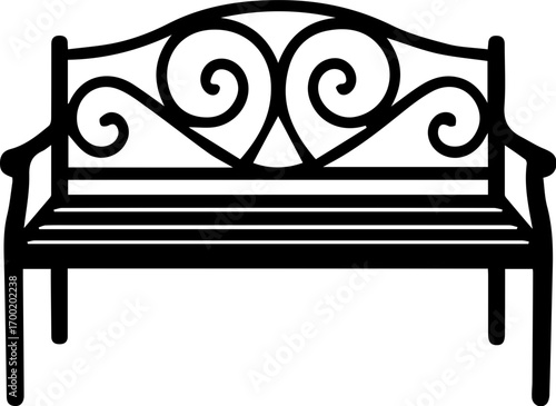 Vintage Park Bench Silhouette Icon