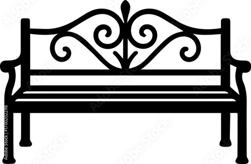 Vintage Park Bench Silhouette Icon