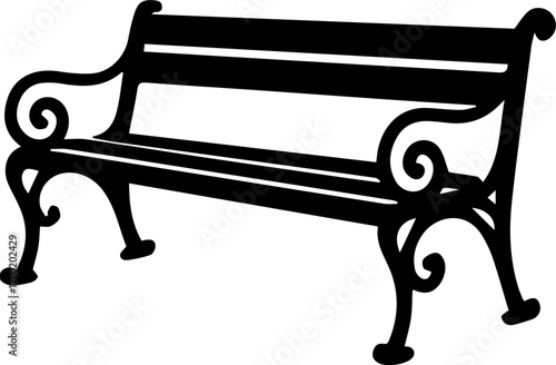 Vintage Park Bench Silhouette Icon