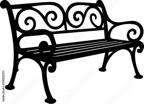 Vintage Park Bench Silhouette Icon