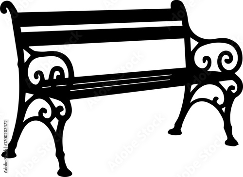 Vintage Park Bench Silhouette Icon