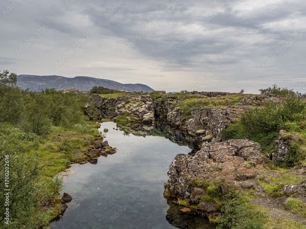 Obraz premium Flosagja canyon and river in Iceland