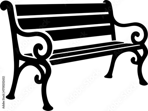 Vintage Park Bench Silhouette Icon