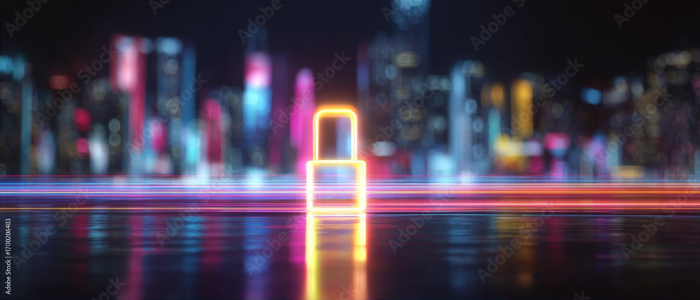 Fototapeta premium Blurred City Lights Reflected on Water Surface