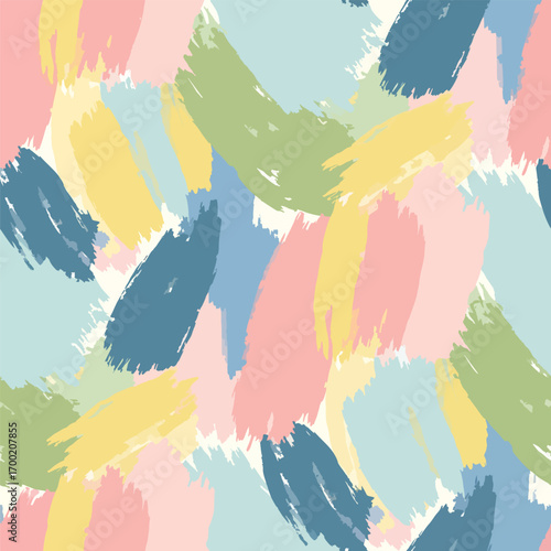Vibrant brush stroke pattern featuring pastel hues and textured backgrounds in seamless design, patern seamless, Stock royalty.