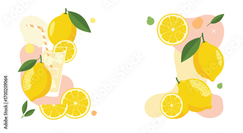 Refreshing citrus lemonade and zesty fruit slices on a pastel background