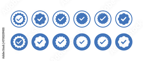 Blue verified badge icon, blue check mark icon vector,  Approved, Accept symbol, vector illustration eps 10.