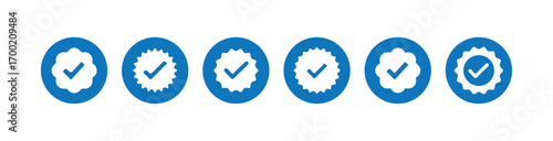 Blue verified badge icon, blue check mark icon vector,  Approved, Accept symbol, vector illustration eps 10.