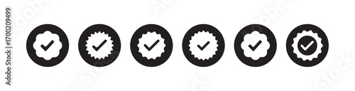 Verified badge icon set, tick social media, Check and Approved, Accept, Instagram verified badge icon, vector illustration eps 10.