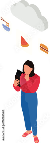 vector illustration of woman ordering food