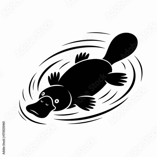 Platypus Swimming Illustration