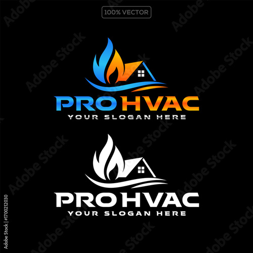 graphic vector of plumbing, heating, and cooling service company logo design template.
