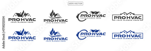 plumbing, heating, and cooling service company logo design vector template