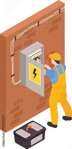 vector illustration of man solving power issue