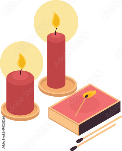 vector illustration of candles and matches