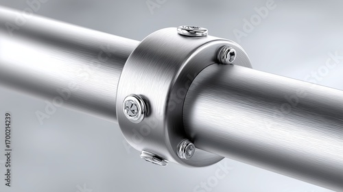 Metal pipe connection showcasing detailed industrial craftsmanship