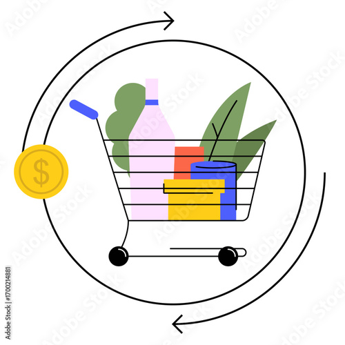 Online shopping cashback concept. Vector Illustration