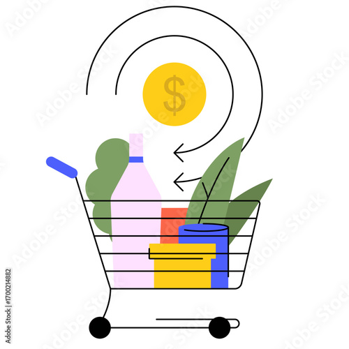 Online shopping cashback concept. Vector Illustration
