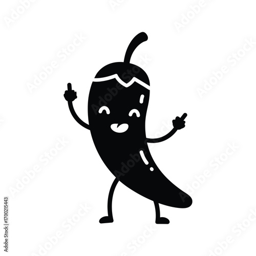 Cute Cartoon Chili Pepper Character Spicy Food Mascot Vector Illustration