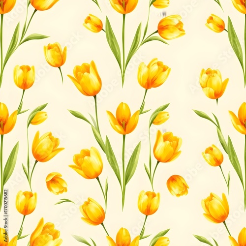 Wallpaper Mural 노란튤립반복패턴배경디자인 Torontodigital.ca