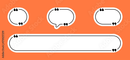 Quotation marks in round linear shape vector design