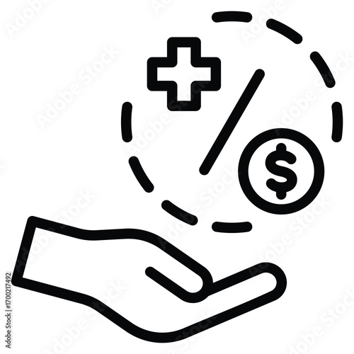 Healthcare Affordable Icon Line Vector Illustration